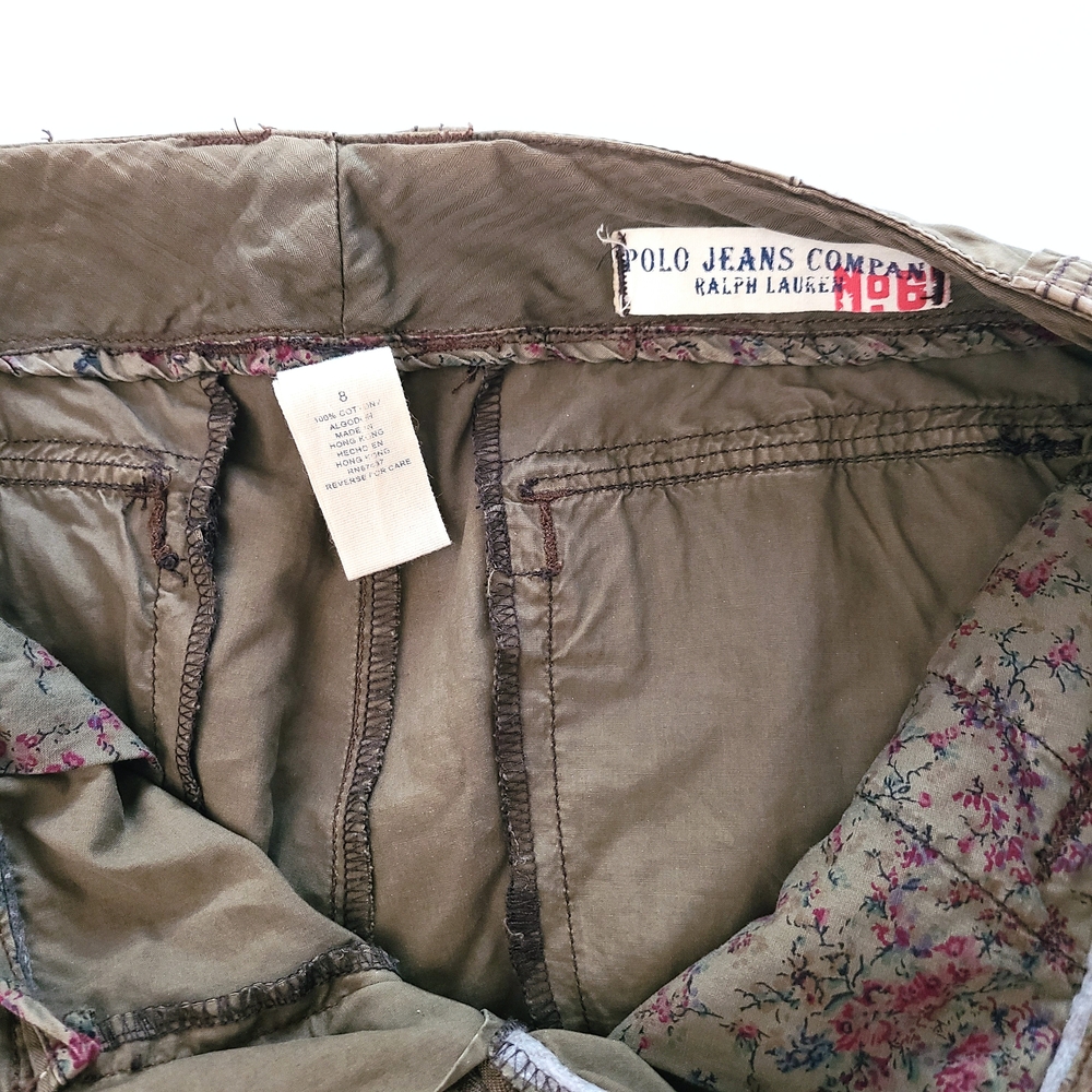 Y2K Ralph Lauren Olive Green Floral Cargo Pants - Picture 5 of 9